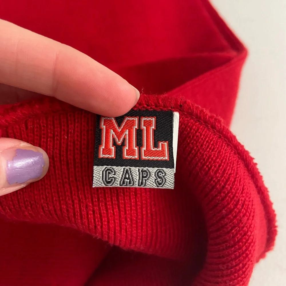 NWOT ML CAPS Rutgers solid red embroidered patch warm winter knit scarf one size